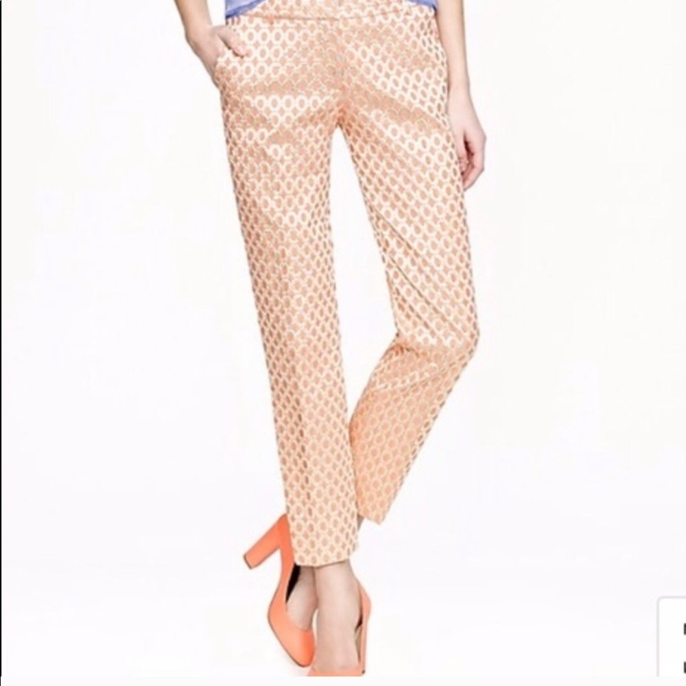 J Crew Collection Cafe Pant- Gilded Brocade Print.